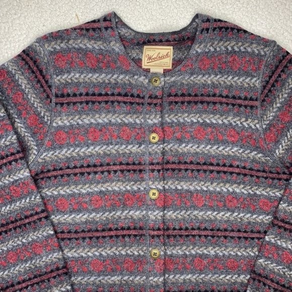 Woolrich Button Up Wool Fair Isle Cardigan: Size Small - Picture 3 of 10